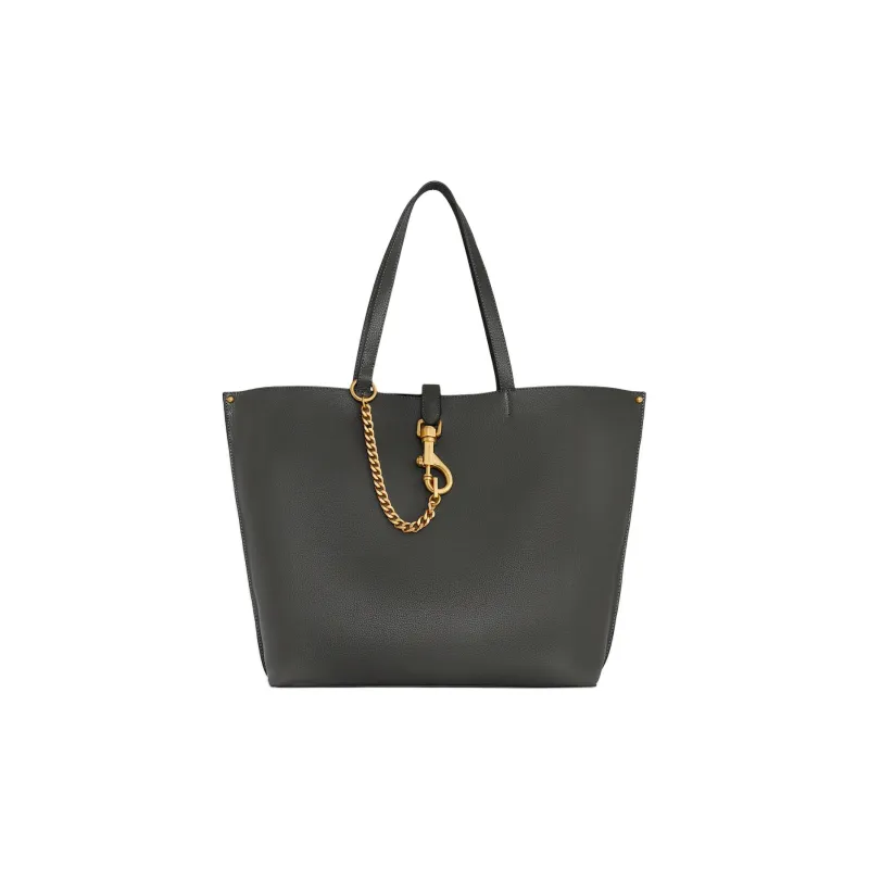 REBECCA MINKOFF Genuine Leather Tote Bag Shopping Bag Handbag Large Size Women's Gray-0