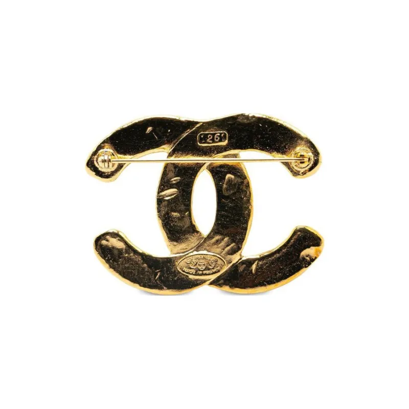 CHANEL 2009 Plated Cc Costume Brooch-1
