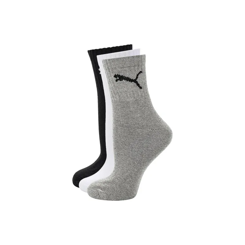 PUMA Unisex Short Crew Socks 3 Pack Ankle Socks Unisex 3 Pack White+Gray+Black-1