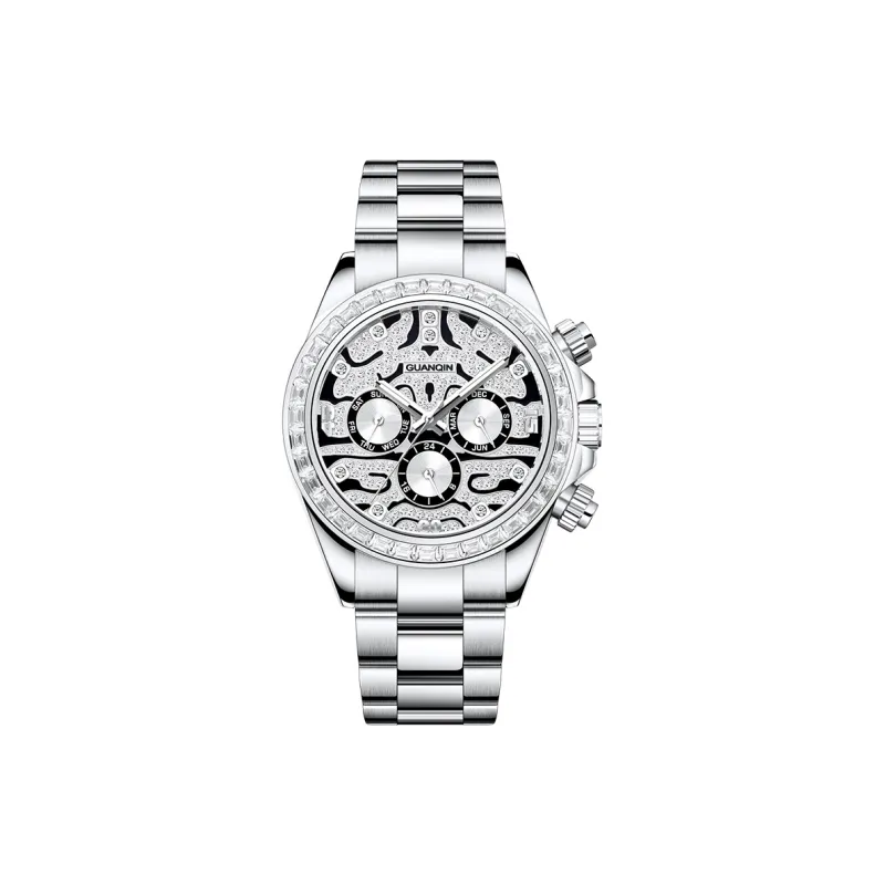 GUANQIN GUANQIN GJ16409 Automatic Mechanical Movement Stainless Steel Watchband Watch Men White Dial-0