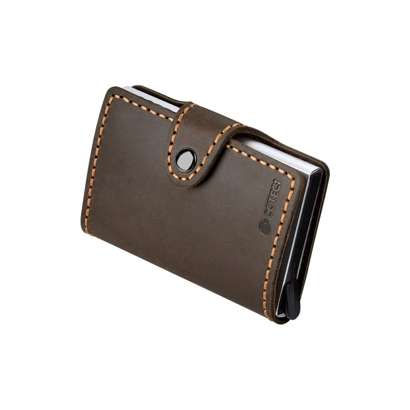 COTECi Top Grain Cow Leather Card Holder Small Size Unisex Black/Brown/Coffee-12