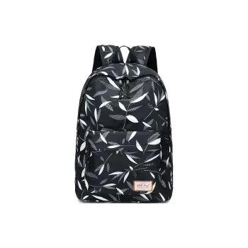 JEANSWEST Polyamide Backpack Regular Women's Leaf Black/Strawberry Pink