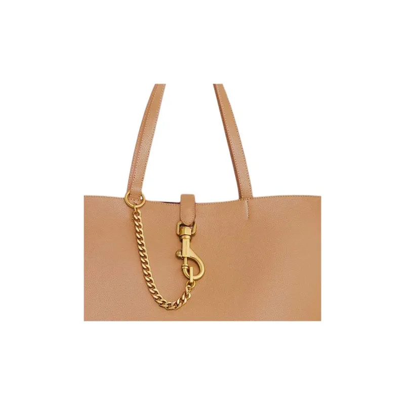 REBECCA MINKOFF Genuine Leather Tote Bag Shopping Bag Handbag Large Size Women's Natural-3