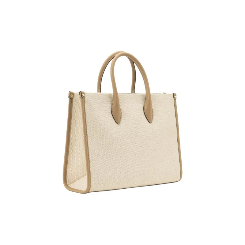 MICHAEL KORS Mirella Cotton Tote Shopping Bag Shoulder Bag Crossbody Bag Handbag Medium Size Women's Camel-1