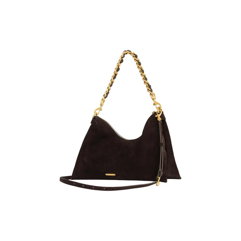 REBECCA MINKOFF Suede Portable Crossbody One Shoulder Bag Women's Dark Brown-1