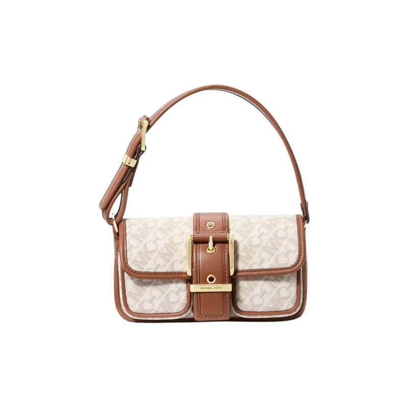 MICHAEL KORS Coated Canvas With Polyester Handbag, Shoulder Bag Extra Small Women's White & Brown-0