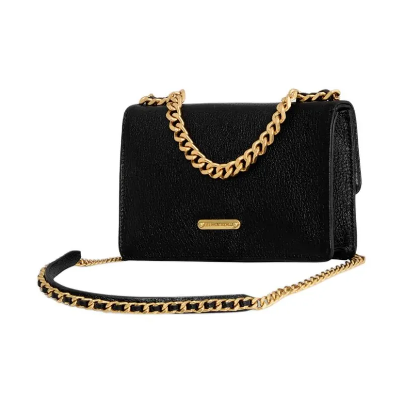 REBECCA MINKOFF Edie Genuine Leather Handbag Shoulder Bag Crossbody Bag Mini Women's Black-1