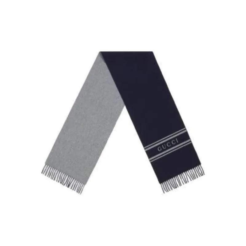 GUCCI Logo Intarsia Fringed Scarf-1