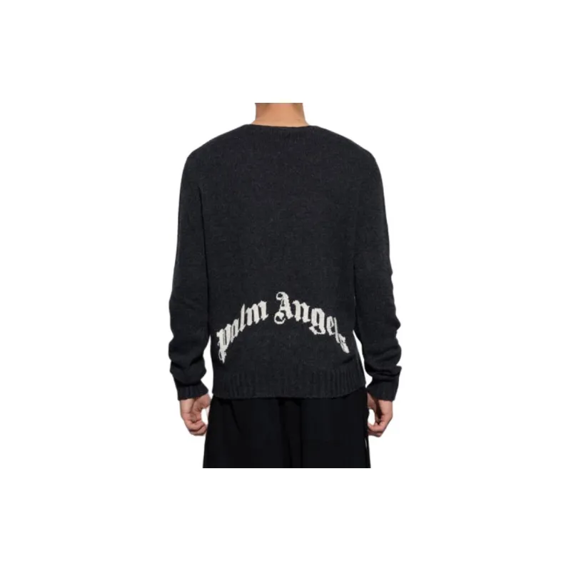 PALM ANGELS Curved logo Wool Sweater-2