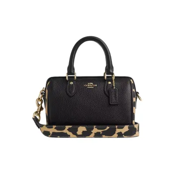 COACH Rowan Litchi Grain Leather One Shoulder Handbag Crossbody Bag Mini Women's Leopard Print Multicolor