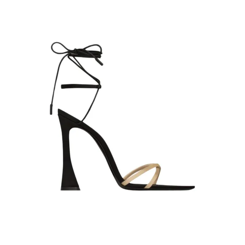 SAINT LAURENT Liza One Strap Sandals 11cm Women's Black-1