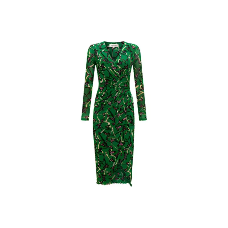 DVF Tash All-Over Patterned V-Neck Dress-2
