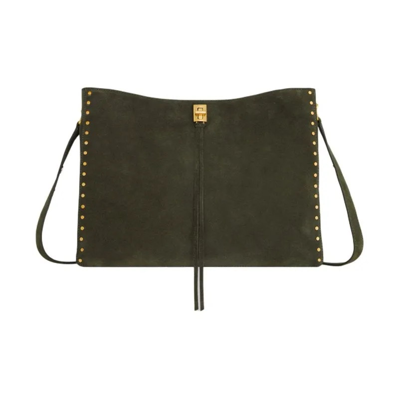 REBECCA MINKOFF Suede Leather Crossbody Bag Shoulder Bag Women's Moss Green-0