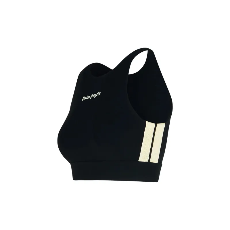 PALM ANGELS Logo Embroidered Cropped Top-2
