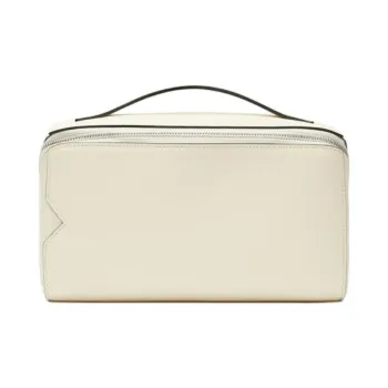 Valextra Millepunte Calfskin Portable Toiletry Bag Men White