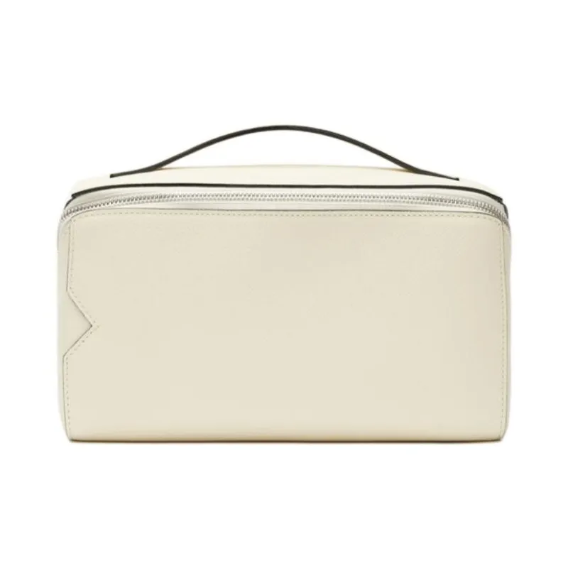 Valextra Millepunte Calfskin Portable Toiletry Bag Men White-0