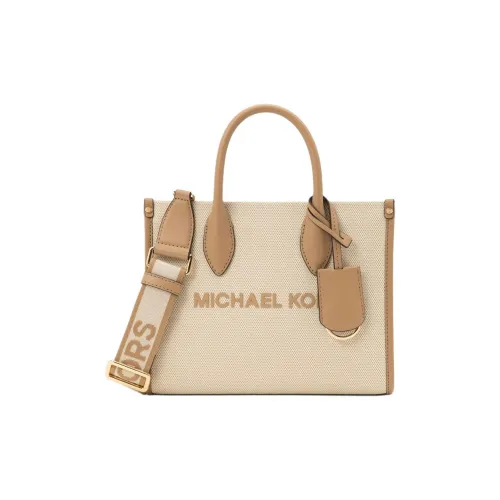 MICHAEL KORS Mirella Cotton Tote Bag Shopping Bag One Shoulder Crossbody Portable Breakable Small Size Women's Camel