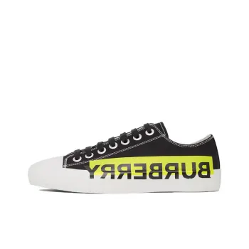 Burberry Low Top Stylish Skateboarding Shoes Women's Black Yellow