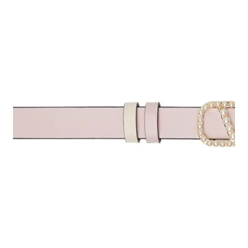 Valentino Leather Leather Belts Women's Pink Approximately 1.9CM Wide-1