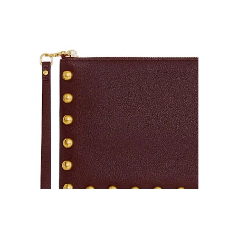 REBECCA MINKOFF Genuine Leather Clutch Large Size Women's Dark Brown-3