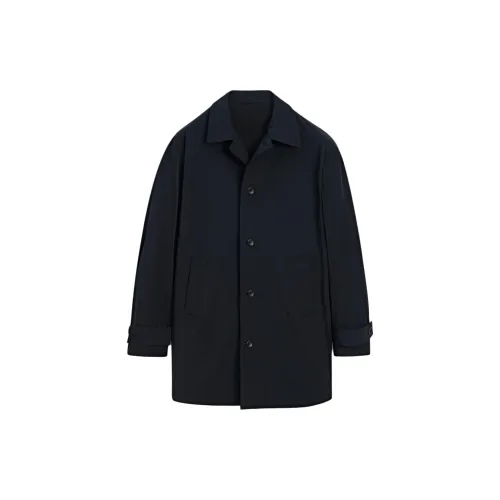 Massimo Dutti Trench Coats Men Navy Blue