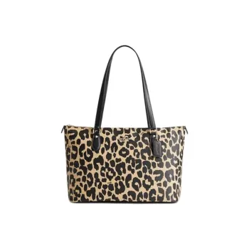 COACH Gallery Coated Canvas Tote Bag Shopping Bag Shoulder Bag Handbag Large Size Women's Leopard Print Multicolor