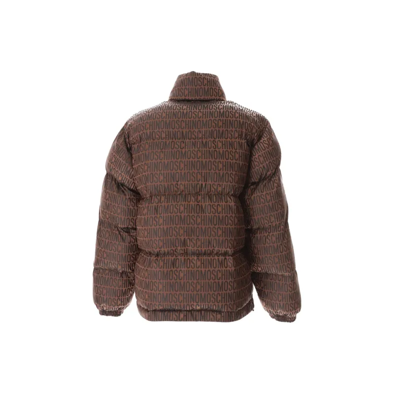 MOSCHINO Allover Logo Zip-Up Puffer Coat-1
