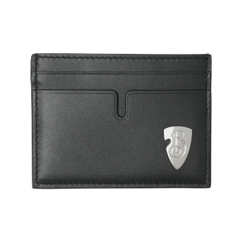 Burberry Shield Smooth Calf Leather Card Holder Men Black