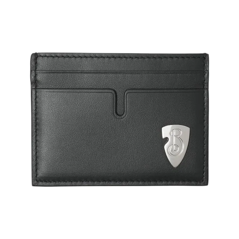 Burberry Shield Smooth Calf Leather Card Holder Men Black-0
