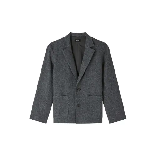 A.P.C Business Suits Men Charcoal Gray