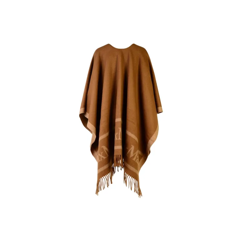 MaxMara Logo Detailed Fringed Cape-1