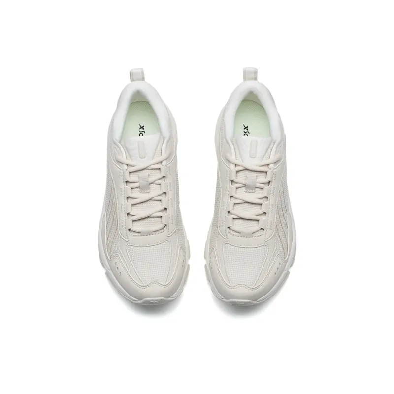 XTEP Anti Slip Wear Resistant Low Top Casual Running Shoes Women's White Gray-4