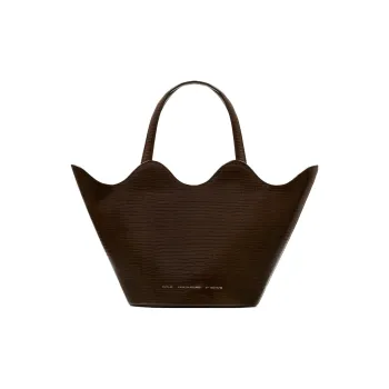 Chylak Lizard-Embossed Embossed Cow Leather Tote Bag Shopping Bag Handbag Women's Brown
