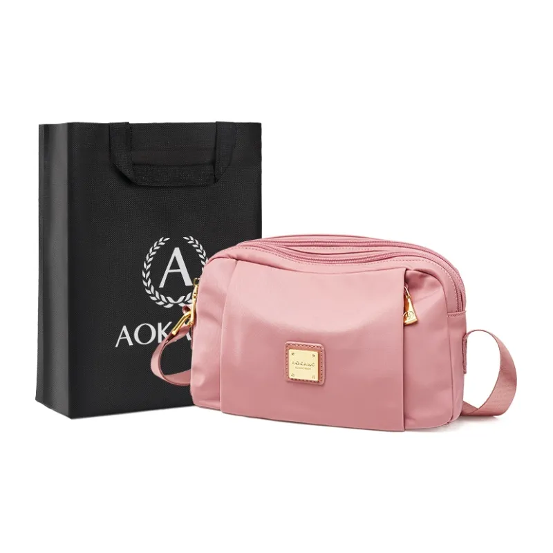 AOKANG Fabric One Shoulder Small Square Bag Small Size Women's Khaki/Dark Pink/Classic Black-5