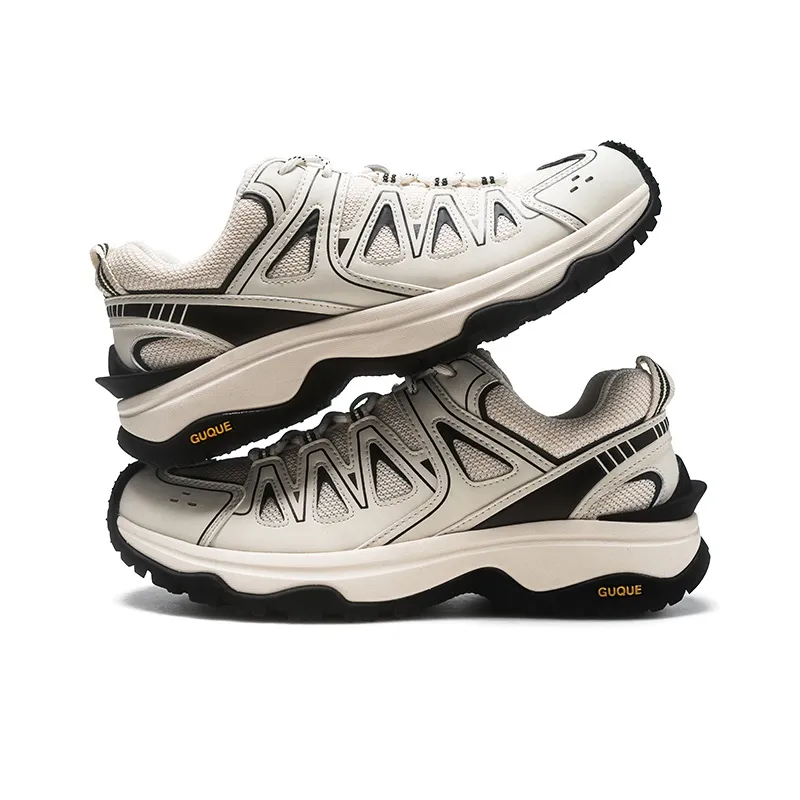 Ancient Finches Low Top Hiking/Trekking Shoes Unisex Beige/Black-2