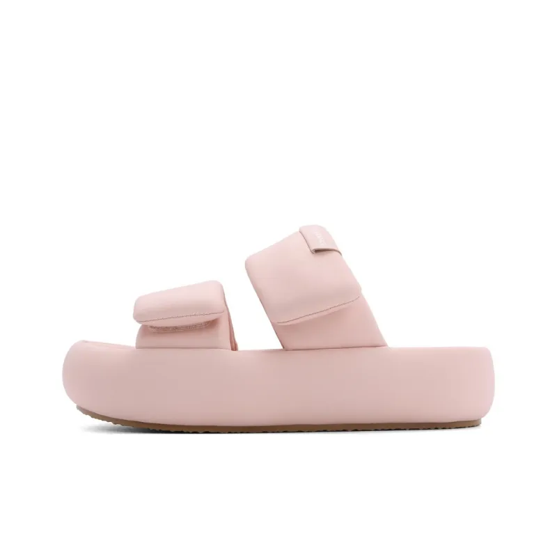 BELLE Rubber Sole Quiet Slide Slippers Women's Beige, Light Pink-0
