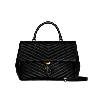 REBECCA MINKOFF Edie Genuine Leather Portable Crossbody Bag Shoulder Bag Large Size Women's Black