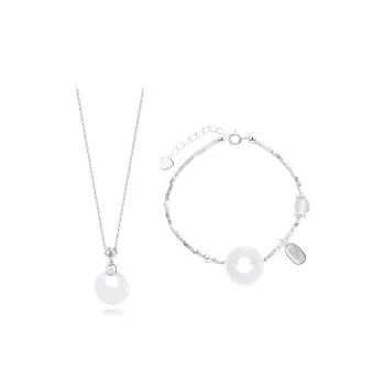 Muyan Colored Glaze Full Of Blessing Peace Buckle Jade Necklace Women's