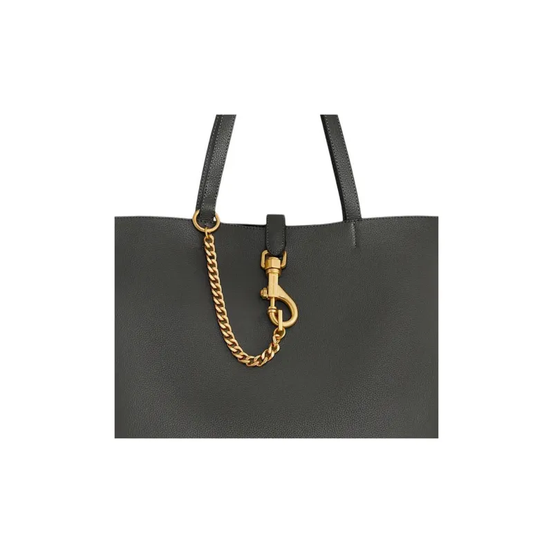 REBECCA MINKOFF Genuine Leather Tote Bag Shopping Bag Handbag Large Size Women's Gray-3