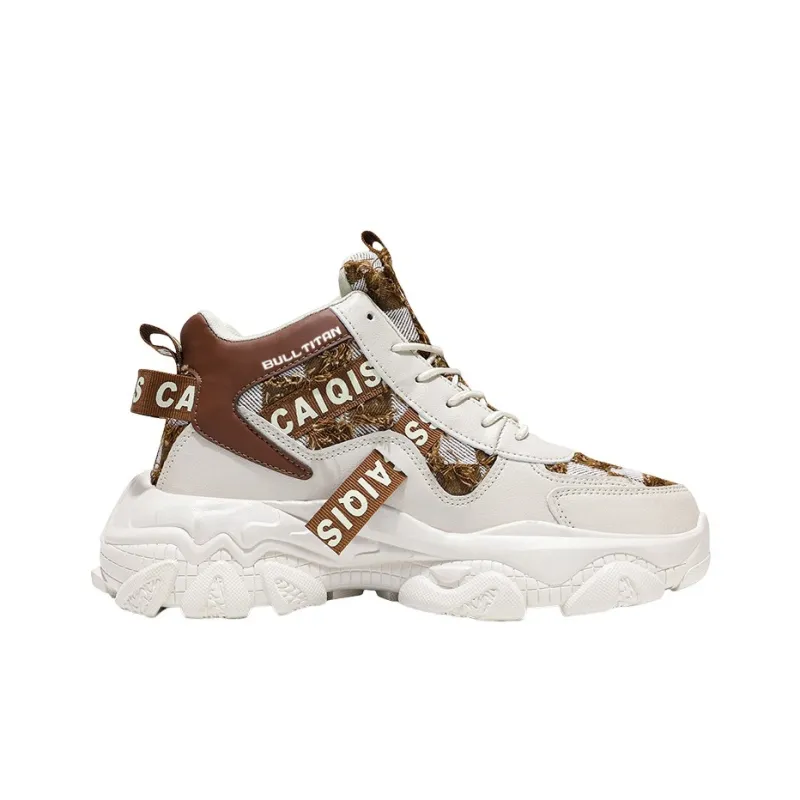 GONG NIU JU REN Anti-Slip Wear-Resistant High-Top Chunky Sneakers Unisex-13