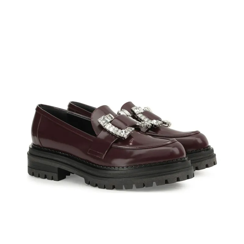 SERGIO ROSSI Sr Prince Loafers Women's Burgundy-2