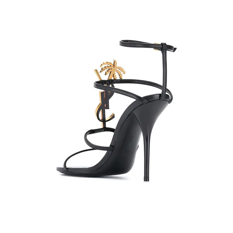 SAINT LAURENT CASSANDRA One Strap Sandals 11cm Women's Black-4