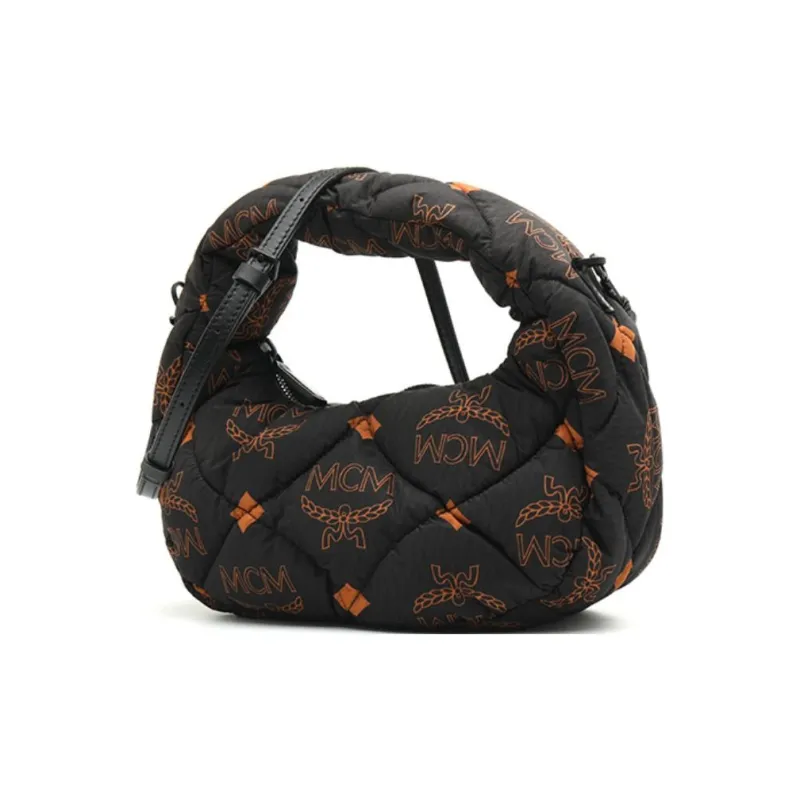 MCM Nylon Hobo Shoulder Bag, Crossbody Handbag Mini Women's Black-1