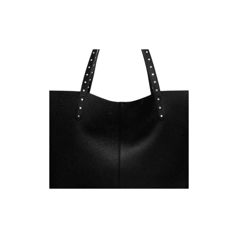 REBECCA MINKOFF Genuine Leather Tote Bag Shopping Bag Handbag Women's Black-3