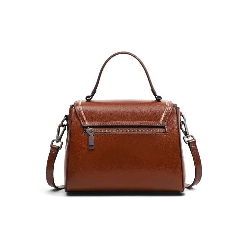 MILLIE'S Cow Leather With Synthetic Leather One Shoulder Handbag Regular Women's Vintage Brown-4