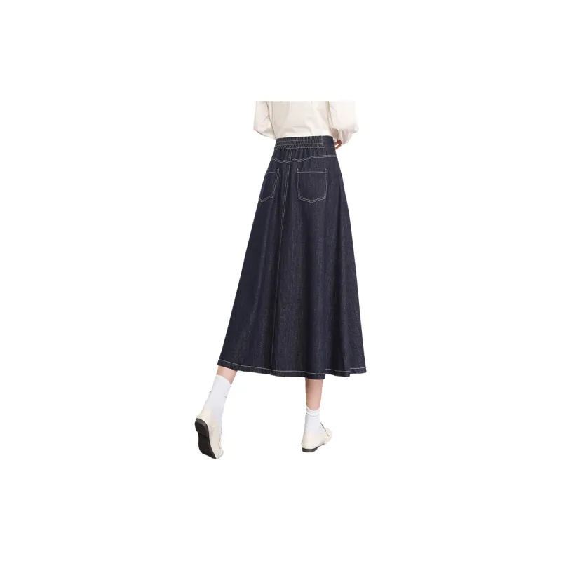 LOUISY AO Denim Long Skirt Women's Dark Blue-1