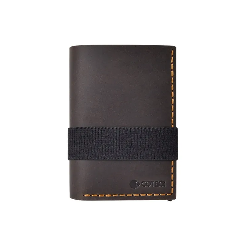 COTECi Top Grain Cow Leather & Aluminum Alloy Card Holder Small Size Unisex Black/Brown/Coffee-9