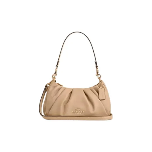 COACH Teri Smooth Leather Shoulder Bag Crossbody Bag Handbag Medium Size Women's Tan