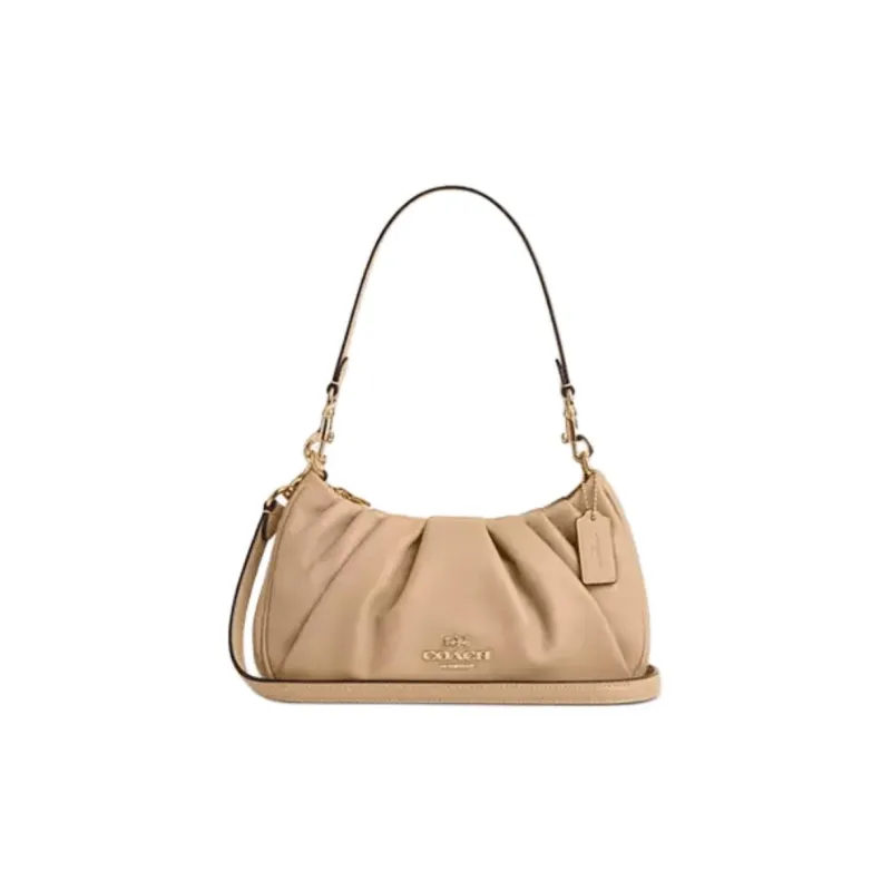 COACH Teri Smooth Leather Shoulder Bag Crossbody Bag Handbag Medium Size Women's Tan-0
