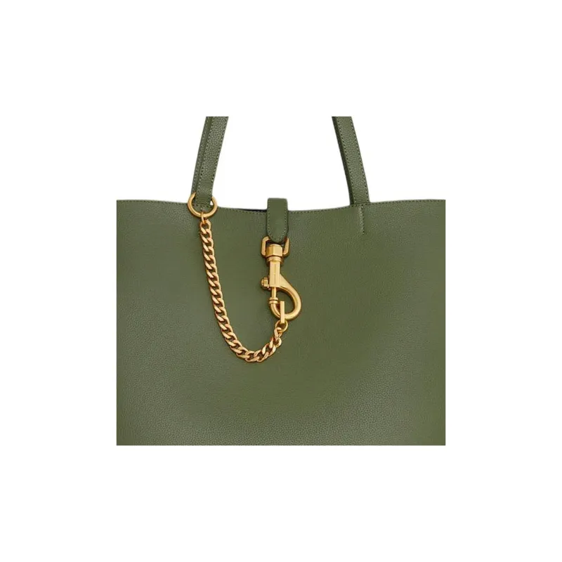 REBECCA MINKOFF Genuine Leather Tote Bag Shopping Bag Handbag Large Size Women's Green-3